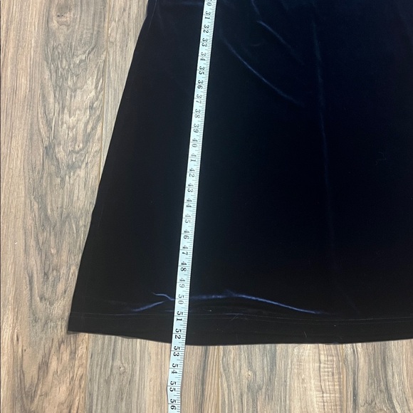 Vintage Valerie Stevens Sport Velvet Maxi Dress Navy Blue Long Sleeve 90s Goth M - Picture 10 of 11